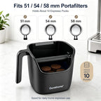 Ourokhome Espresso Knock Box with Lid, Compact Coffee Grounds Container for Home Coffee Bar, Removable Knock Bar, 304 Stainless Steel Exterior, Non-Slip Base & Handle, Easy Clean (Black)