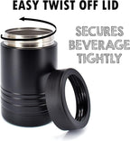 4-in-1 Stainless Steel 12 oz Double Wall Vacuum Insulated Can or Bottle Cooler Keeps Beverage Cold for Hours - Also Fits 16 oz Cans - Powder Coated Black - Clear Water Home Goods