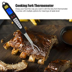 Digital Meat Thermometer Fork, Fast Read Grill Thermometer with LED Display and Stainless Steel Probes for Steak Chicken Pork Turkey Hot Grilled Food for Men Him Dad