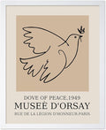 Poster Master Vintage Poster - Retro Minimalist Print - Gift for Artist, Friend - Dove Of Peace, Line Drawing, Sketch, Abstract - Wall Decor for Living Room, Bedroom, 8x10 White Framed
