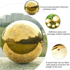 Nerien Gazing Ball, Stainless Steel Garden Mirror Globe, Polished Ornament Sphere, Hollow Floating Reflective Hemisphere, for Home Outdoor Pond Housewarming Swimming Pool Decoration, Gold, 5Pcs Mix