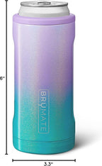 BrüMate Hopsulator Slim Can Cooler Insulated for 12oz Slim Cans | Skinny Can Insulated Stainless Steel Drink Holder for Hard Seltzer, Beer, Soda, and Energy Drinks (Glitter Mermaid)