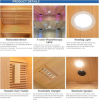 ZONEMEL Wooden Steam Sauna Room, 1 Person Canadian Hemlock Luxurious Indoor Sauna with 3.5 KW Harvia Stove Heater, WiFi Control, Volcanic Rock, Wooden Bucket, Scoop, Reading Light, Hourglass, 220V