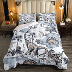 Erosebridal Kids Dinosaur Comforter Set, Dino Palm Tree Bedding Set Twin Size for Boys Teens Adult Bedroom, Ancient Animal Duvet Sets Mountain Tropical Botanical Quilted Duvet with 1 Pillow Case