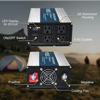 WZRELB 2000W Pure Sine Wave Inverter 24V DC to 110V 120V AC,Car Power Inverter with 4 AC Outlets, LED Display,Off-Grid Portable Power Converter for Home, RV, Truck, Camping