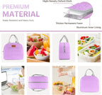 Lunch Bag for Women & Men Adult Insulated Lunch Box, Small Leakproof Cooler Food Lunch Containers Reusable High Capacity Lunch Tote Bags for Work, Travel, Outdoor (Purple)