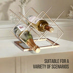 Countertop Wine Rack - 5 Bottle Freestanding Modern Gold Metal Small Wine Rack - Tabletop Wine Holder Stand for Cabinet, Pantry, Wine Bottle Storage… (Large Size-Gold 5btl)