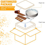 Geiserailie 40oz Ceramic Japanese Ramen Bowls Set of 4, 8 Inch Deep Asian Pho Udon Soup Noodle Bowls with Chopsticks, Spoons & Chopstick Rest -Microwave & Dishwasher Safe(Retro Style)