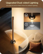 EDISHINE Wood Floor Lamp, Upgraded Dual-Sided Lighting, Minimalist Floor Lamps for Living Room, Corner Floor Lamp with Remote/Foot Control, 7CCT & Dimmable Corner Lamp for Bedroom, Office, Walnut Wood