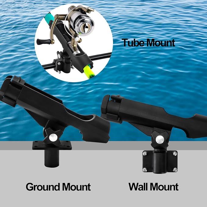 Bekith 2 Pack Fishing Rod Holder with Combo Mount, Adjustable Fishing Boat Rod Holder, Black Finish
