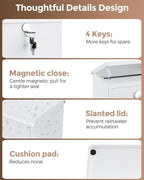LAND·VOI Locking Wall-Mount Mailbox for Outside, with 4 Keys, Galvanized Steel Rustproof Metal Postbox, 3.1" Dx7.5 Wx10.8 H, Includes 3 Sets of Mailbox Numbers, Nameplate,White