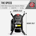 Adam's Pro Series Electric Pressure Washer 2.0 - Professional Powerful Detailing Car Washing Pressure Sprayer That Includes Snub Nose, Wall Mount & Pressure Washer Tips | 1200 PSI & 1.76 Operating GPM