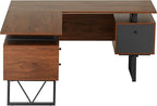 NicBex Laik-DW-00045-DX Desks, 59" W x 57.75" D x 30" H, Walnut
