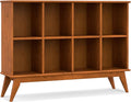 SIMPLIHOME Draper SOLID HARDWOOD 57 inch Wide Mid Century Modern 8 Cube Storage Sofa Table in Teak Brown for The Living Room, Study Room and Office