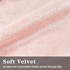 Stuffed Animal Storage Bean Bag Chair for Kids and Adults, Luxury Velvet Stuffed Animal Storage, Stuffie Seat - COVER ONLY(Pink & Dark Grey 200L/52 Gal)
