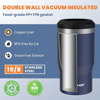 HAUSHOF 4-in-1 Insulated Can Cooler Fits 12oz Cans & Beer Bottle, Navy Blue | Double-Wall Vacuum Insulated, 18/8 Stainless Steel, BPA-Free Lid, Slim Can Cooler for Camping, Beach & Picnic