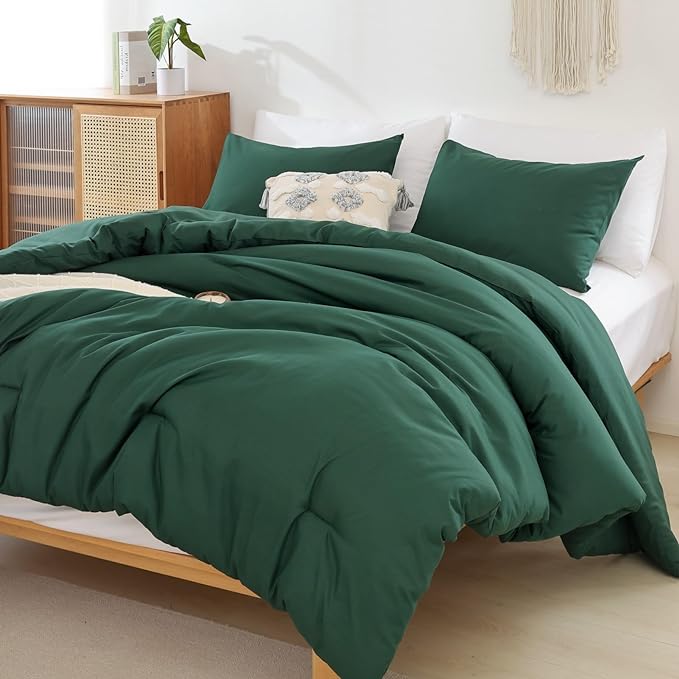 ROSGONIA Twin Comforter Set for College Girls Boys Dark Emerald Green, 1 Comforter 1 Pillowcase,Soft Dorm Bedding All Season Kids Comforter Sets