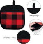 Joyhalo 4 Pack Pot Holders for Kitchen Clearance | Cotton Oven Holder with Great Heat Resistance, Potholders Sets for Kitchen, Countertops, Hot Pots and Pans, Black and Red
