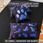 DORCAS Cute Cat Twin Comforter Set for Girls Starry Sky Bedding Sets Twin Girls 6 Pieces Animal Twin Bed-in-A-Bag with Comforter,Sheets,Pillowcases for Kids