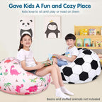 Lukeight Stuffed Animal Storage Bean Bag Chair Cover for Kids, Soccer Zipper Beanbag Chair Cover for Organizing Toddler & Kids' Rooms Plush Toys (Soccer, X-Large)