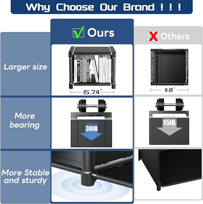 Mavivegue Book Shelf, 12 Cube Storage Organizer, DIY Bookcase, Metal Bookshelf,Tall Book case for Bedroom, Living Room,Office,Closet , Black Cubicle Rack