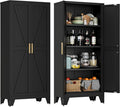 61" Tall Metal Storage Cabinet with 2 Doors and 3 Adjustable Shelves, 4-Tier Kitchen Pantry Storage Cabinet for Kitchen, Living Room, Dining Room and Office, Black