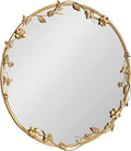 Kate and Laurel Rosella Modern Ornate Round Wall Mirror, 26 Inch Diameter, Gold, Circle Mirror with Floral Detailing for Use as Bathroom Mirror for Over Sink or Cute Nursery Mirror Decor