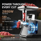 Meat Grinder, 2800W Max Meat Grinder Electric, ETL Approved Heavy Duty Meat Mincer Machine with 2 Blades, 3 Plates, Sausage Stuffer Tubes & Kubbe Kit for Home Kitchen Use