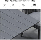 PURPLE LEAF 9 Piece Longer Outdoor Dining Set with Patio Aluminium Dining Table and Wicker Chairs Modern Furniture Cushions Sets for Backyard Indoor Decor Kitchen Gray