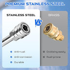 Pressure Washer Extension Wand, 120" Stainless Steel Power Washer Lance (2 x 60) with 5 Spray Nozzle Tips, 1/4" Quick Connect, 4000 PSI Heavy Duty Replacement Wand