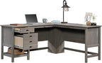 Sauder Cottage Road L-Desk, L: 65.12" x W: 58.66" x H: 29.76", Mystic Oak finish