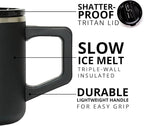 Elemental Insulated Coffee Mug - Triple-Wall Stainless Steel Summit Travel Cup for Hot and Cold Drinks - Thermal Coffee Mug with Lid and Handle for Camping, Office & Travel 12oz - Black