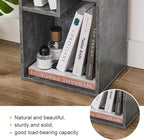 VECELO 3-Tier Small Bookcase, 4 Cube Bookshelf with Height Difference Shelves for Most Books, Modern Floor Standing Unit, Each Shelf Hold Up to 66 LBS for Living Room Bedroom, Grey