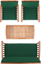 SAFAVIEH Outdoor Collection Rocklin Natural/ Green Cushion 4-Piece Conversation Patio Set