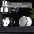 IKAPE Coffee Products, 51mm Coffee Distributor & Hand Tamper, Adjustable Depth Espresso Distributor Fits All 51mm Espresso Portafilter, Compatible with Delonghi Bottomless Portafilter (Black)