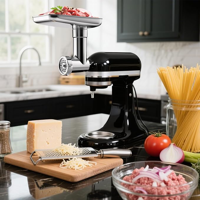 Stainless Steel Meat Grinder Attachment for KitchenAid Mixers | For KitchenAid Mixers of All Models, Sausage Stuffer, Food Processor, Dishwasher Safe, Heavy Duty, Mixer/Machine NOT Included