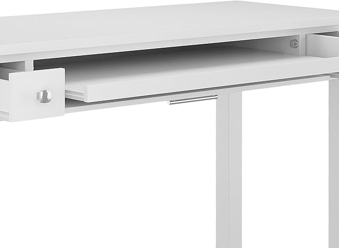 SIMPLIHOME Avalon SOLID WOOD Contemporary 47 Inch Wide Writing Desk in White, For the Office Desk, Writing Table, Workstation and Study Table