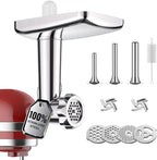 GVODE Stainless Steel Meat Grinder Attachment for KitchenAid Stand Mixer, Meat Grinder for KitchenAid Includes 4 Grinding Plates & 3 Sausage Tubes, Dishwasher-Safe Design with Sausage Stuffer Kit | Meat Grinder for KitchenAid Includes 4 Grinding Plates...