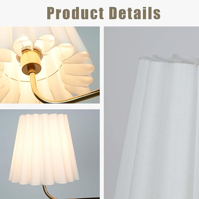 Mid-Century 3-Light Chandelier, Aged Brass & Linen | Natural Ivory Pleated Conical Shades, 120° Equal Arms, Perfect for Kitchen Island, Dining Room, Living Room