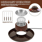 2 in 1 Smores Maker Tabletop Indoor Fondue Set, Smores Maker Tabletop Indoor Kit with Removable Trays & 4 Skewers Unique Couple Gift Set Idea, Parties, Date & Movie Night Supplies,Coffee Color