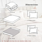 7 Pieces Tufted Bed in a Bag King Comforter Set with Sheets Beige, Soft and Embroidery Shabby Chic Boho Bohemian, Luxury Solid Color with Diamond Pattern, Jacquard Tufts Bedding Set for All Season