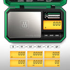 UNIWEIGH Digital Pocket Scale Precision 200g/0.01g Scale Grams Ounces | Mini Jewelry Scale, Coins Scale with 50g Cal Weights for Gold/Silver/Gems/Food,(Battery Included)-Green
