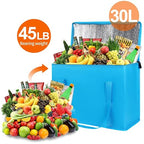 Bodaon 1-Pack Insulated Reusable Grocery Shopping Bags, X-Large Picnic Cooler Bag with Top Cold, Blue