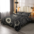 Erosebridal Bohemian Sun Moon Comforter Set Twin Size, Constellation Down Comforter, Starry Sky Quilted Duvet, Exotic Style Black Room Decor Duvet Insert,Super Soft Breathable