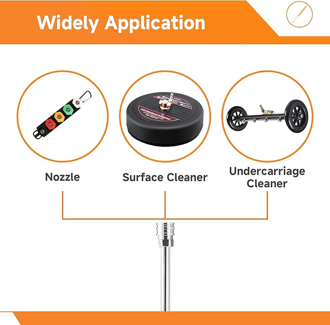 22" Pressure Washer Extension Wand,Stainless Steel 1/4"Quick Connect Power Washer Lance,Short Power Washer Wand Replacement For Car Wash,Pressure Washer Accessories