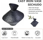Cast Iron Decorative Vase, Dried Flower Rustic Vases, Wabi Sabi Vase for Modern Home Decor, Living Room, Shelf Decor, Enterway, Wedding, Office, Table, Bedroom, Kitchen, 8.86" H (Black)