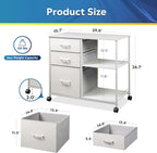 DEVAISE 3 Drawer Mobile File Cabinet, Rolling Printer Stand with Open Storage Shelf, Fabric Lateral Filing Cabinet fits A4 or Letter Size for Home Office, White