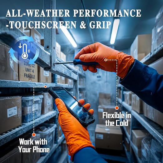 ANBOSON 10 Mil Heavy Duty Industrial Nitrile Gloves, Orange XLarge 500 Count