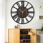 LEIKE 32" Oversized Large Wall Clocks,Silent,Non Ticking,Battery Operated Modern Round Big Wood Decorative Metal Wall Clock for Living Room, Bedroom,Kitchen,Farmhouse,Office Decor - Black,32 Inch