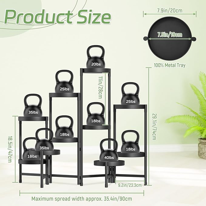 iDavosic.ly Plant Stand Indoor Outdoor, 10 Tier Corner Metal Flower Display Holder Shelf, Folding Tall Orchid Rack for Patio Balcony Porch Garden Living Room House, Black